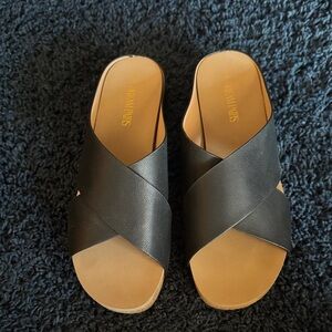 Like-New! Black Crisscross Slide Sandals